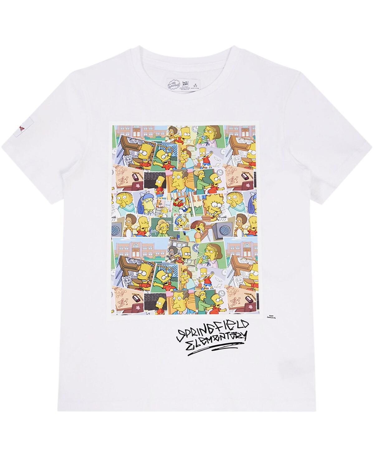 Shop Freeze Max Big Boys And Girls  White The Simpsons Springfield Elementary Postcards T-shirt