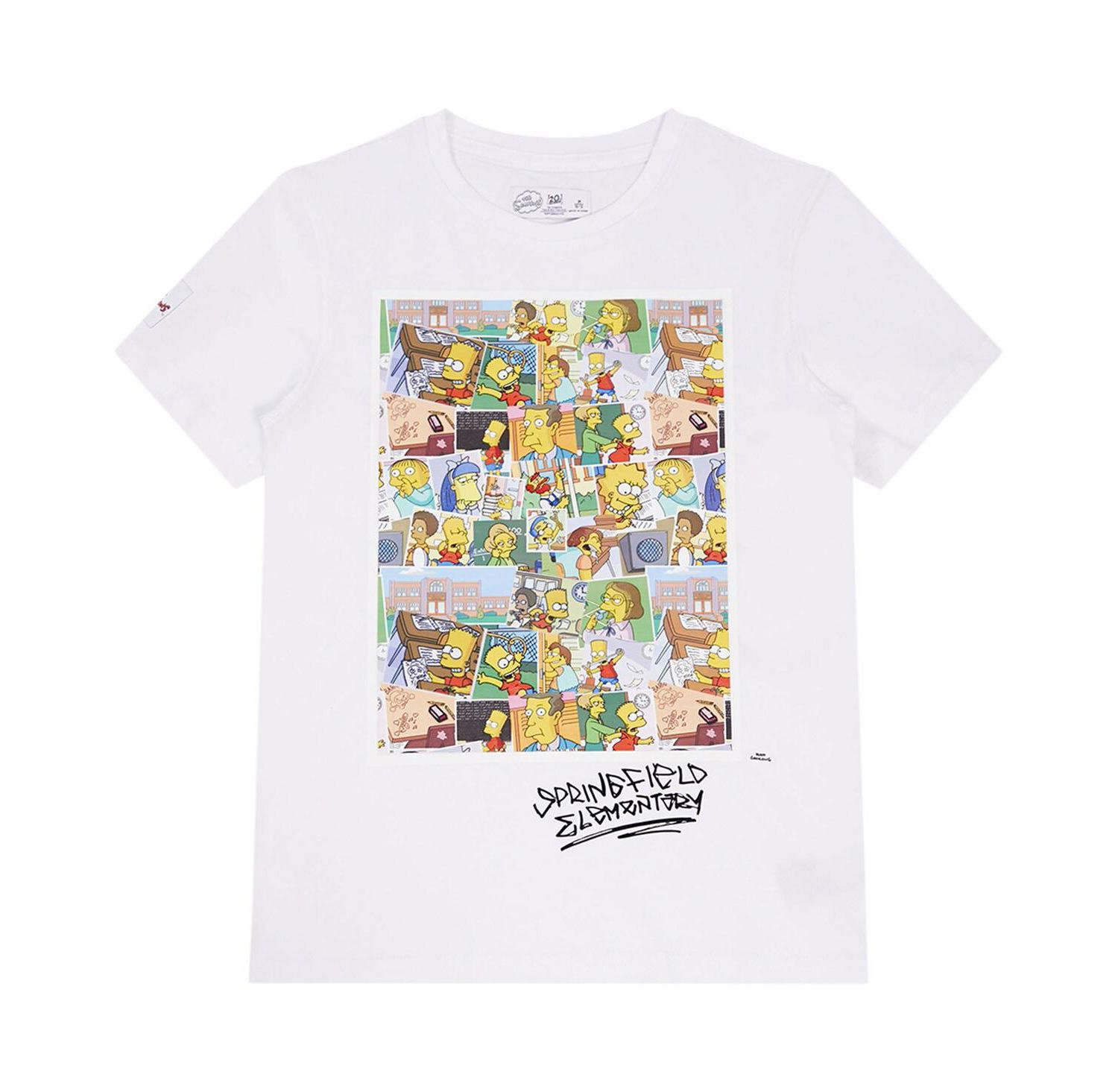 Big Boys and Girls White The Simpsons Springfield Elementary Postcards T-shirt
