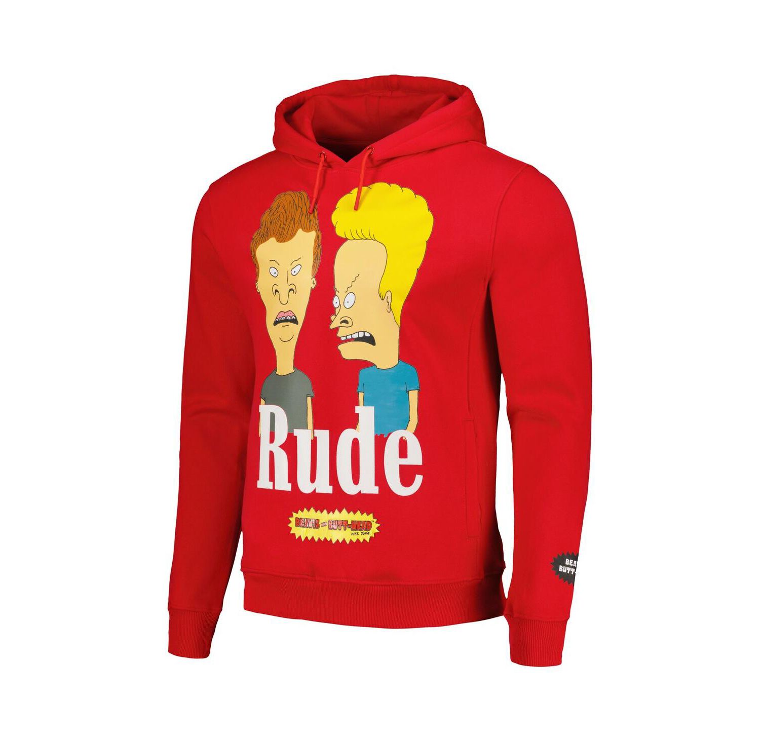 Men's and Women's Red Beavis and Butt-Head Rude Pullover Hoodie