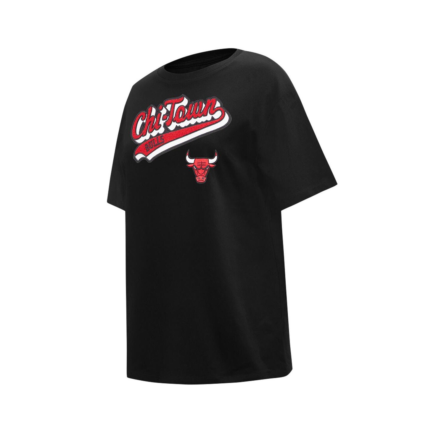 Women's Black Chicago Bulls Script Boyfriend T-shirt