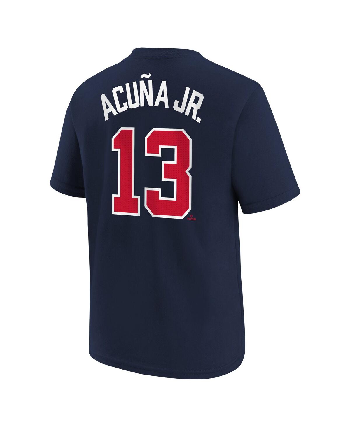 Nike Big Boys  Ronald Acuna Jr. Navy Atlanta Braves Home Player Name And Number T-shirt In Navy