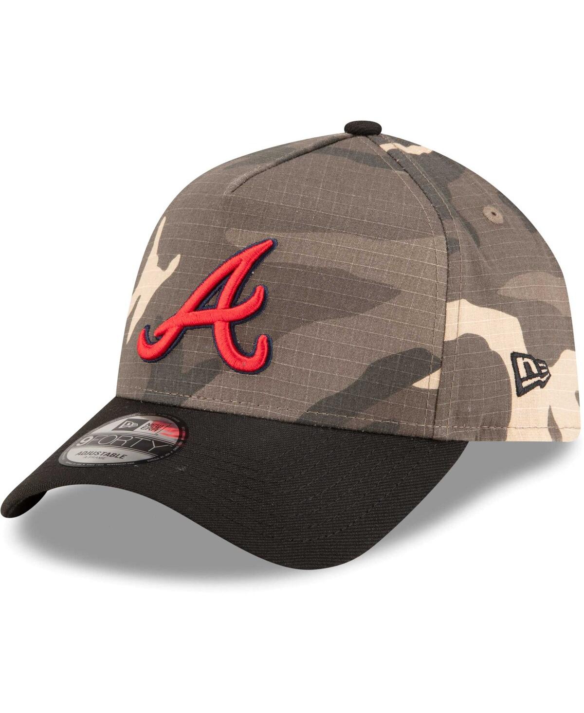 Shop New Era Men's  Atlanta Braves Camo Crown A-frame 9forty Adjustable Hat