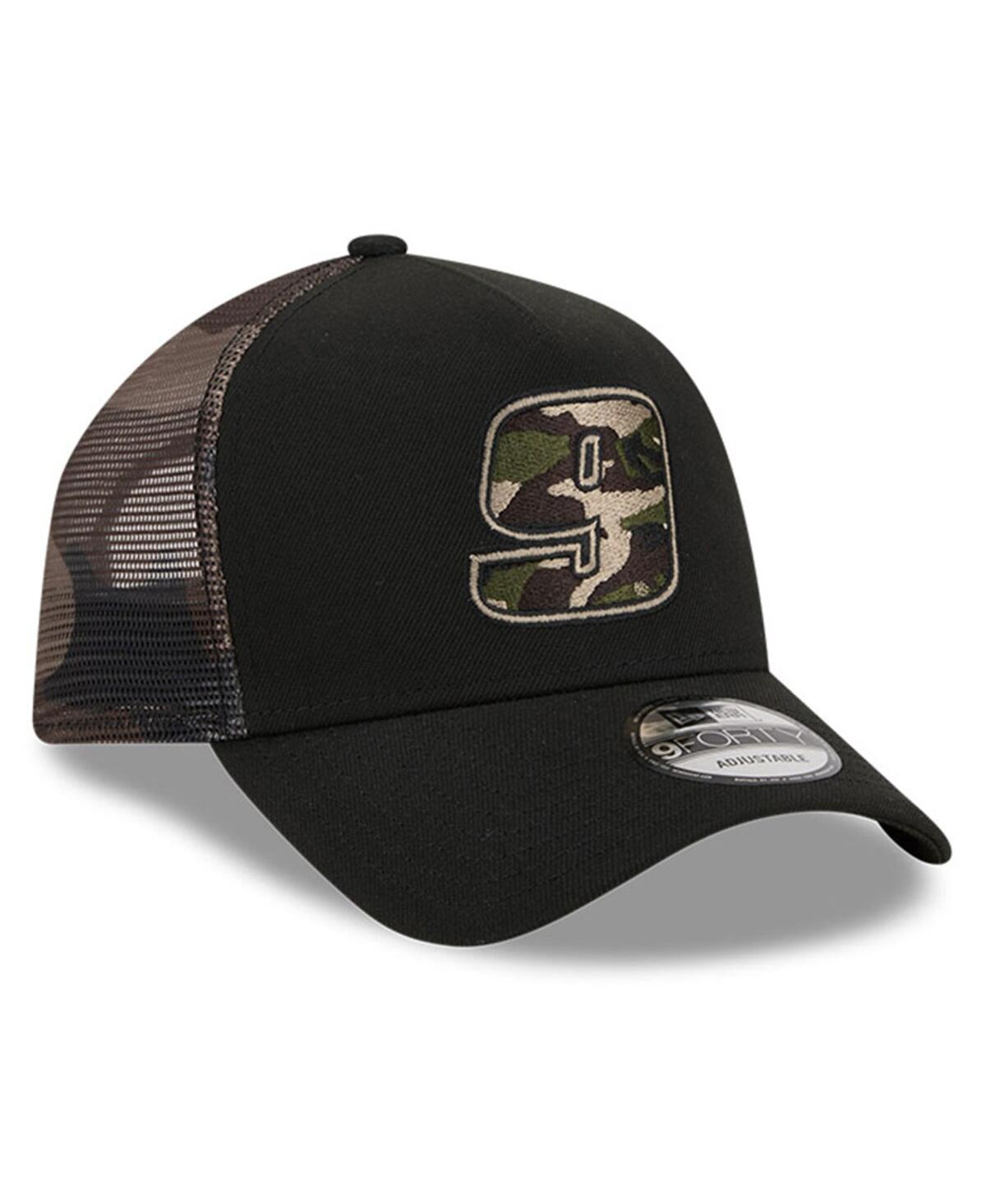 New Era Black Chase Elliott  Camo 9forty A-frame Trucker Adjustable Hat In Black