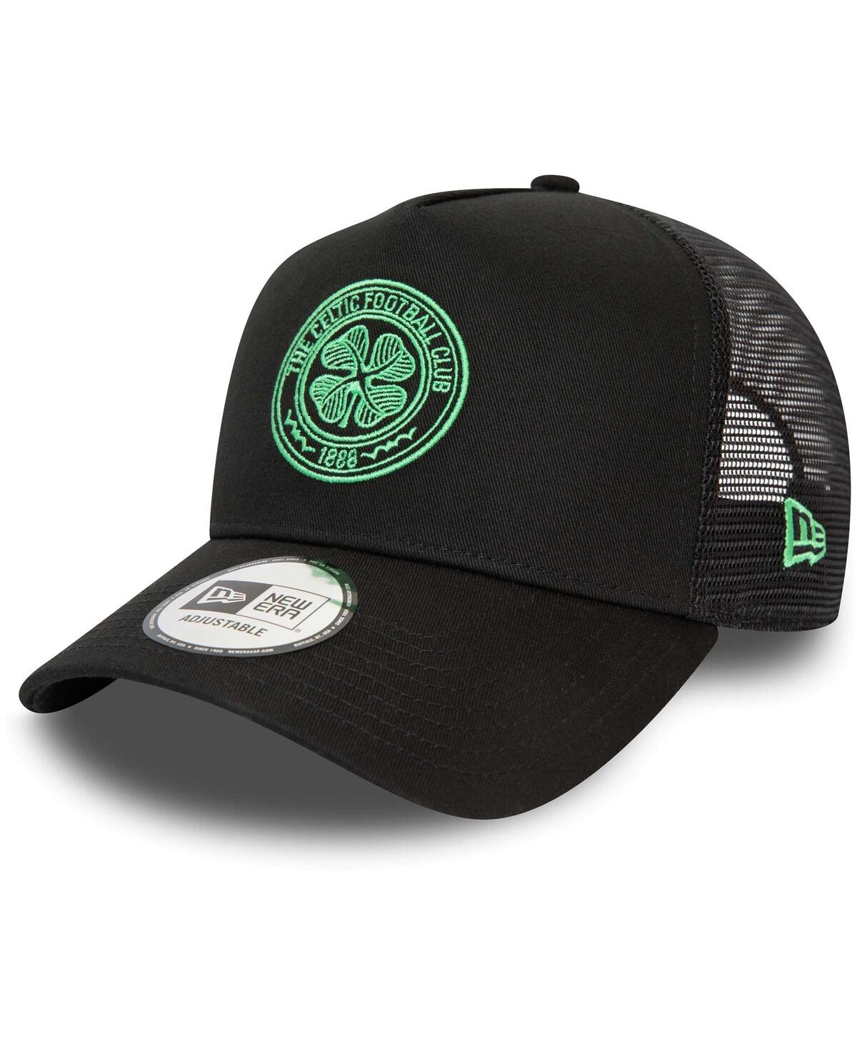 New Era Men's  Black Celtic Seasonal Color E-frame Adjustable Trucker Hat