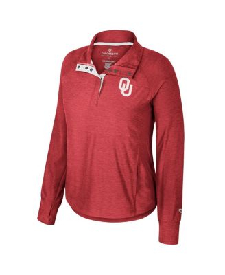 Women's Crimson Oklahoma Sooners Cressida Raglan Half-Snap Top