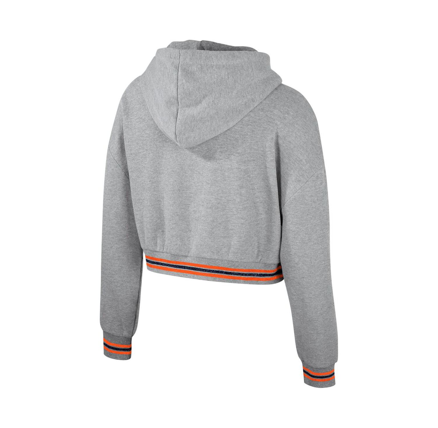 Women's Heather Gray Auburn Tigers Cropped Shimmer Pullover Hoodie