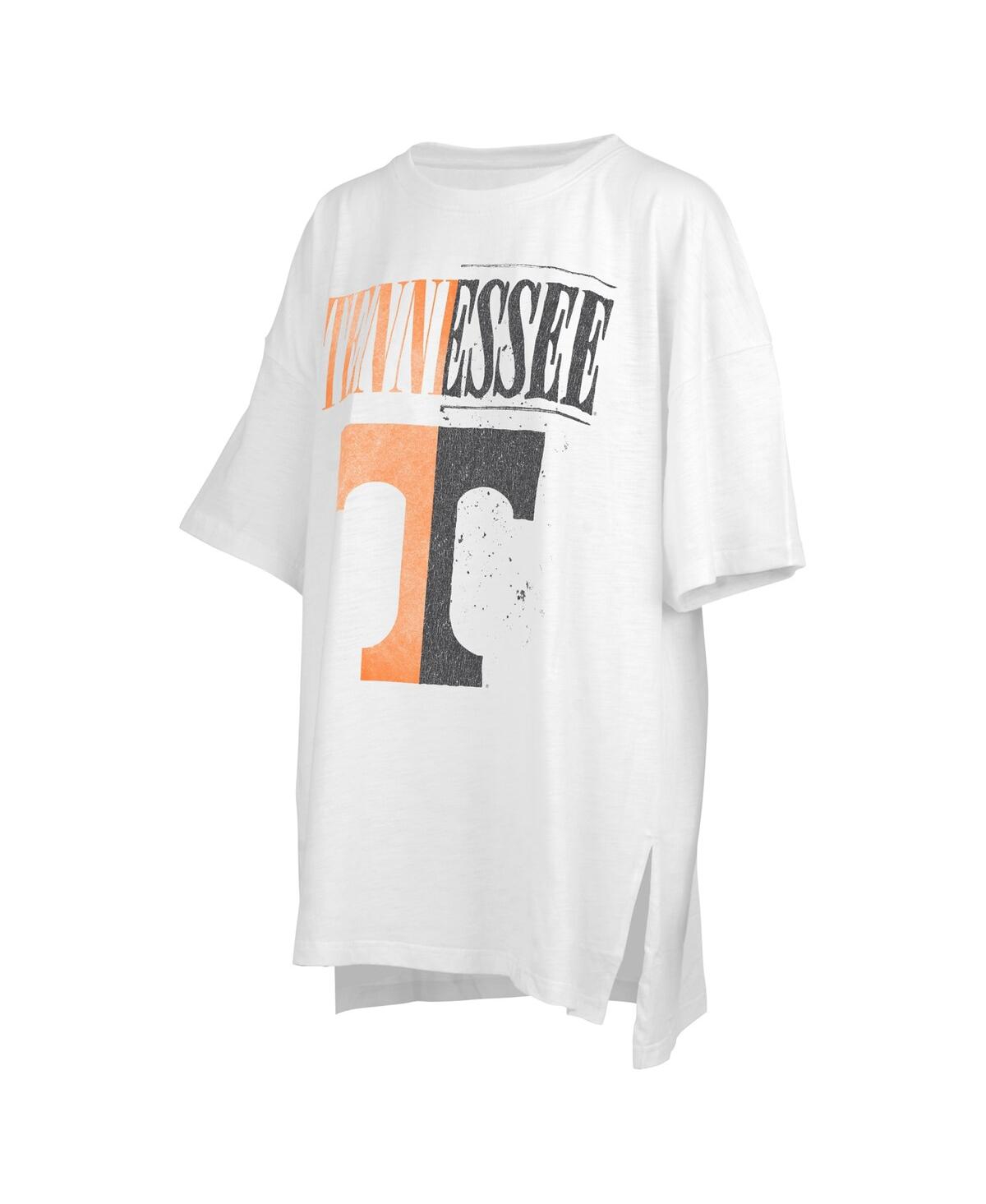 Shop Pressbox Women's  White Distressed Tennessee Volunteers Lickety-split Oversized T-shirt