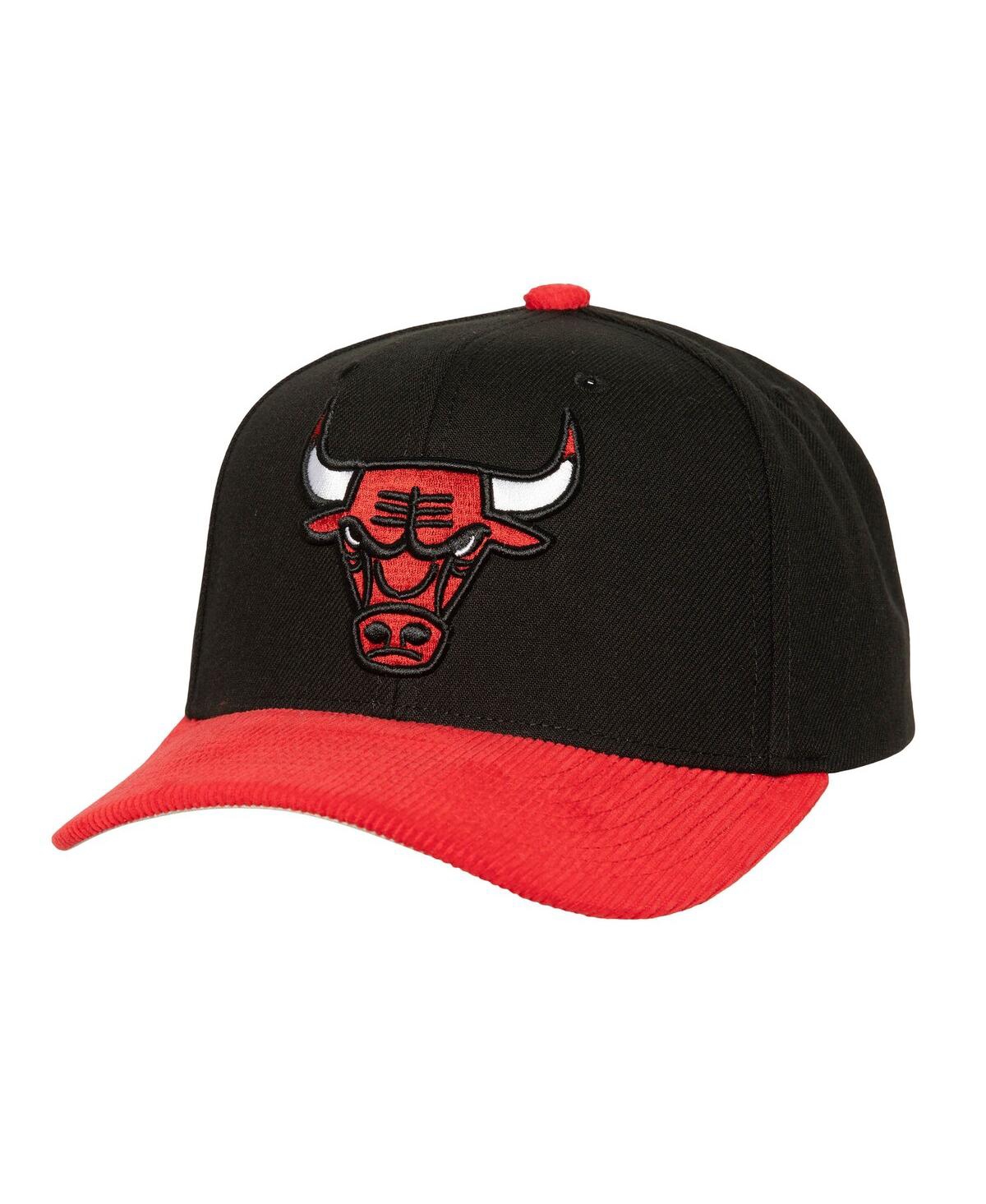 Men's Mitchell & Ness Black Distressed Chicago Bulls Corduroy Pro Crown Adjustable Hat - Black