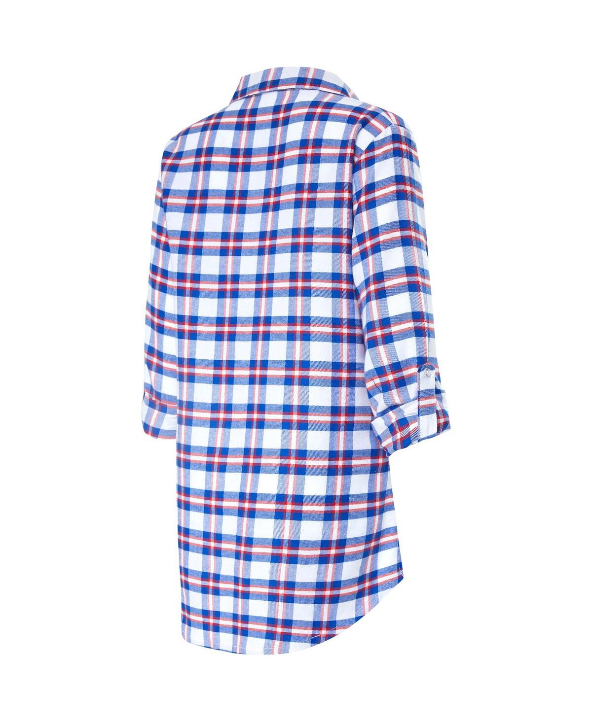 Shop Concepts Sport Women's  Royal Buffalo Bills Sienna Plaid Full-button Long Sleeve Nightshirt