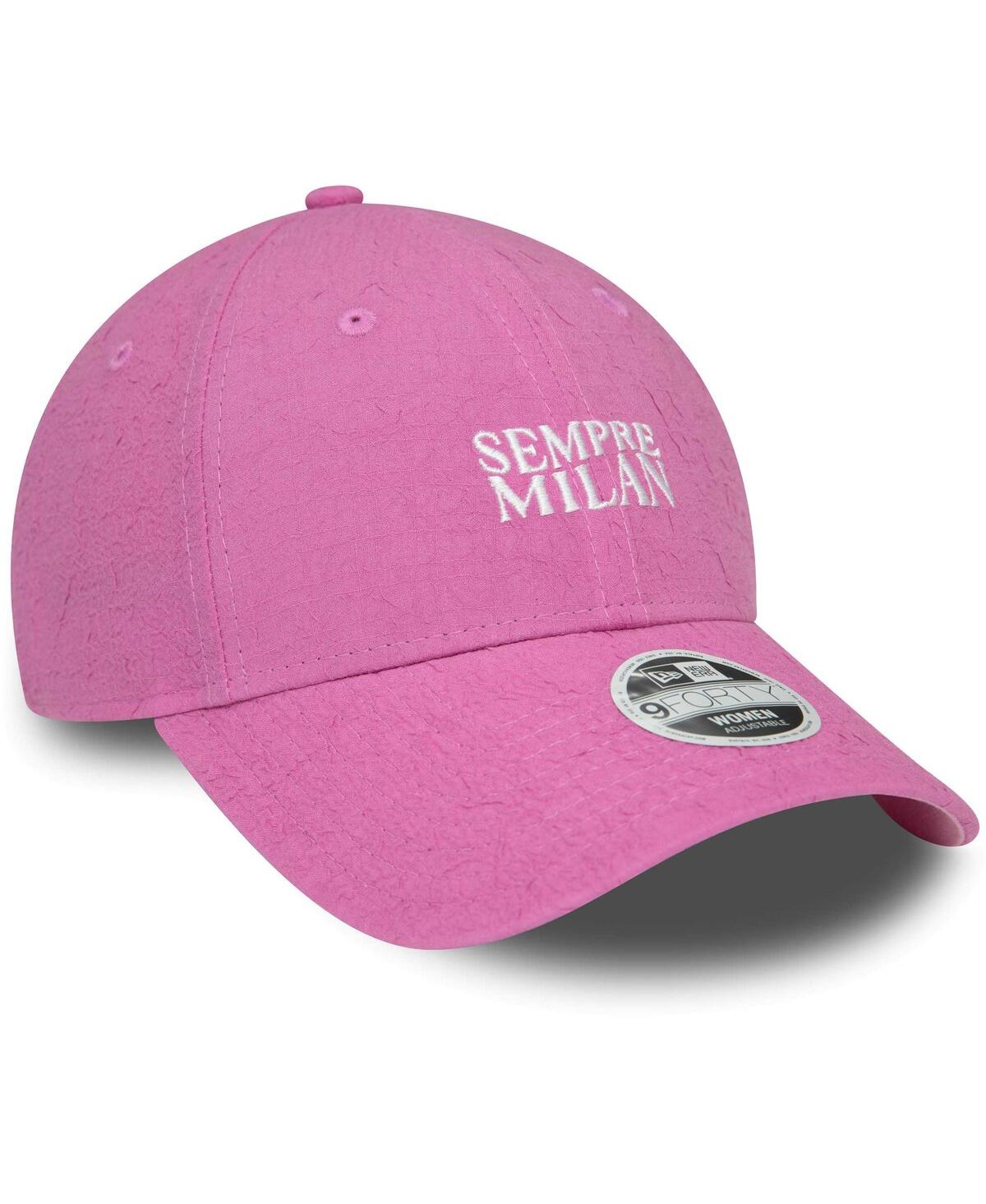 Shop New Era Women's  Pink Ac Milan Crinkle 9forty Adjustable Hat