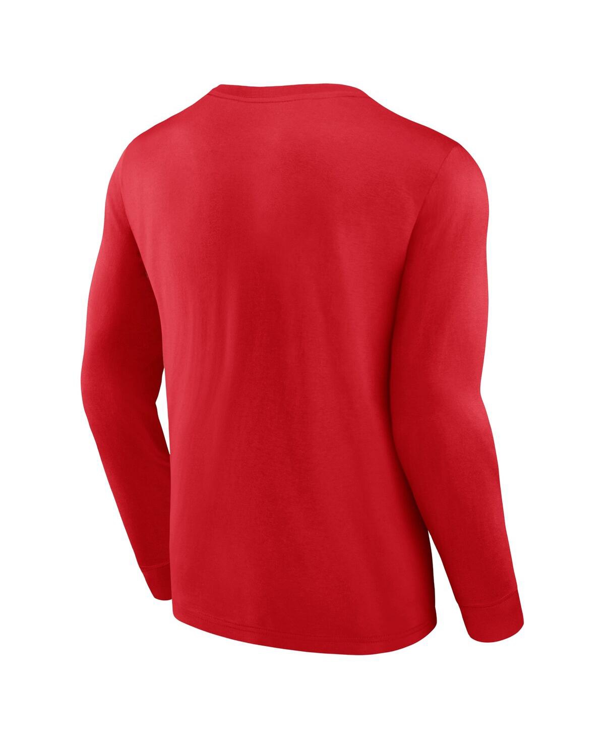 Shop Fanatics Men's  Red Carolina Hurricanes Strike The Goal Long Sleeve T-shirt