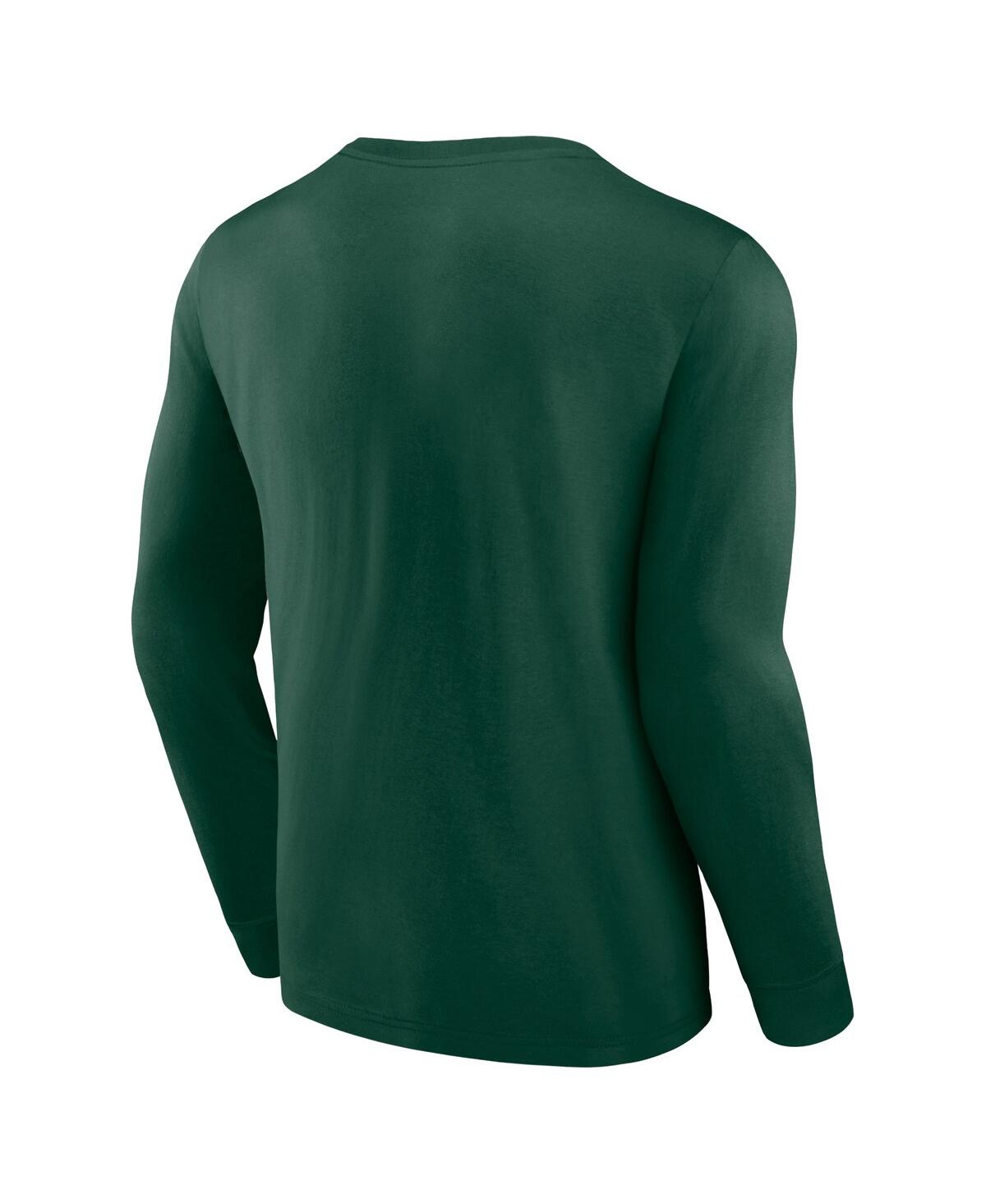 Shop Fanatics Men's  Hunter Green Milwaukee Bucks Baseline Long Sleeve T-shirt