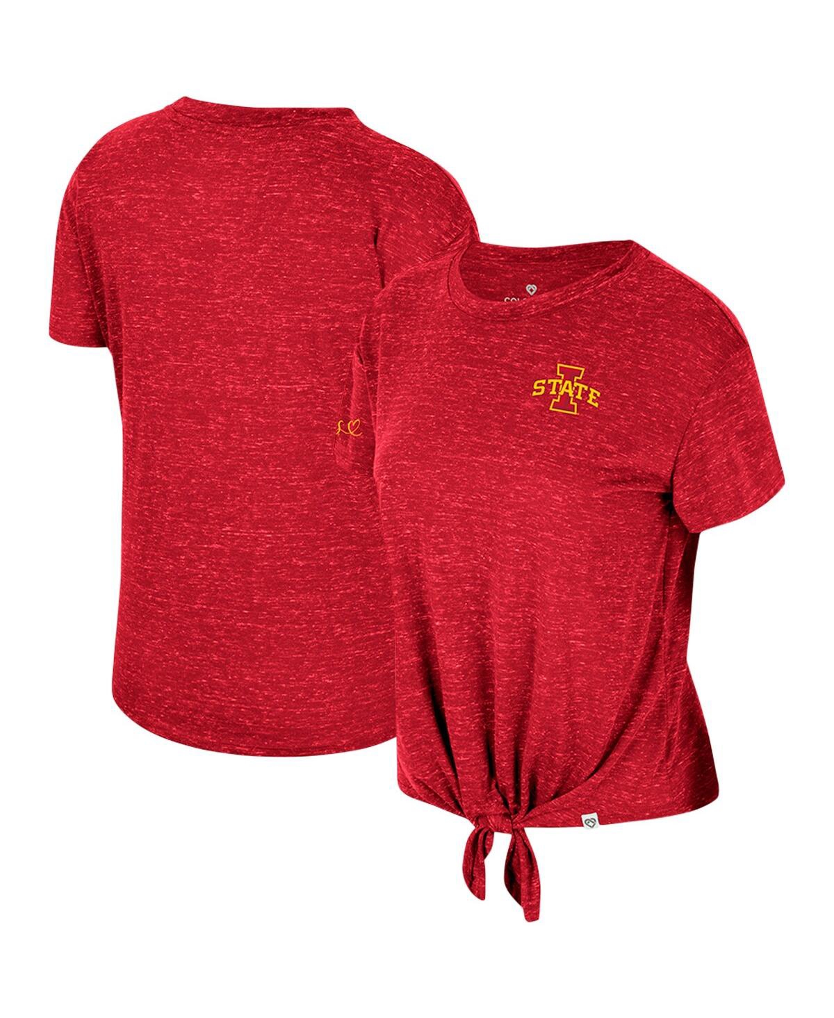 Women's Colosseum Cardinal Distressed Iowa State Cyclones Finalists Tie-Front T-shirt - Cardinal