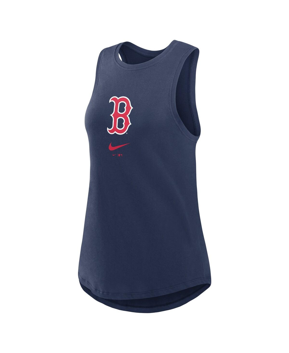 Shop Nike Women's  Navy Boston Red Sox Legacy Icon High Neck Fashion Tank Top