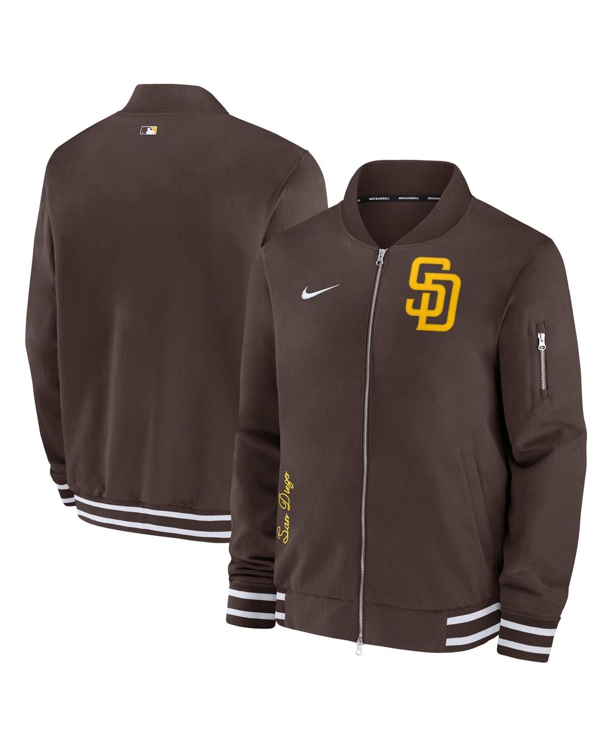 Nike Men's  Brown San Diego Padres Authentic Collection Full-zip Bomber Jacket