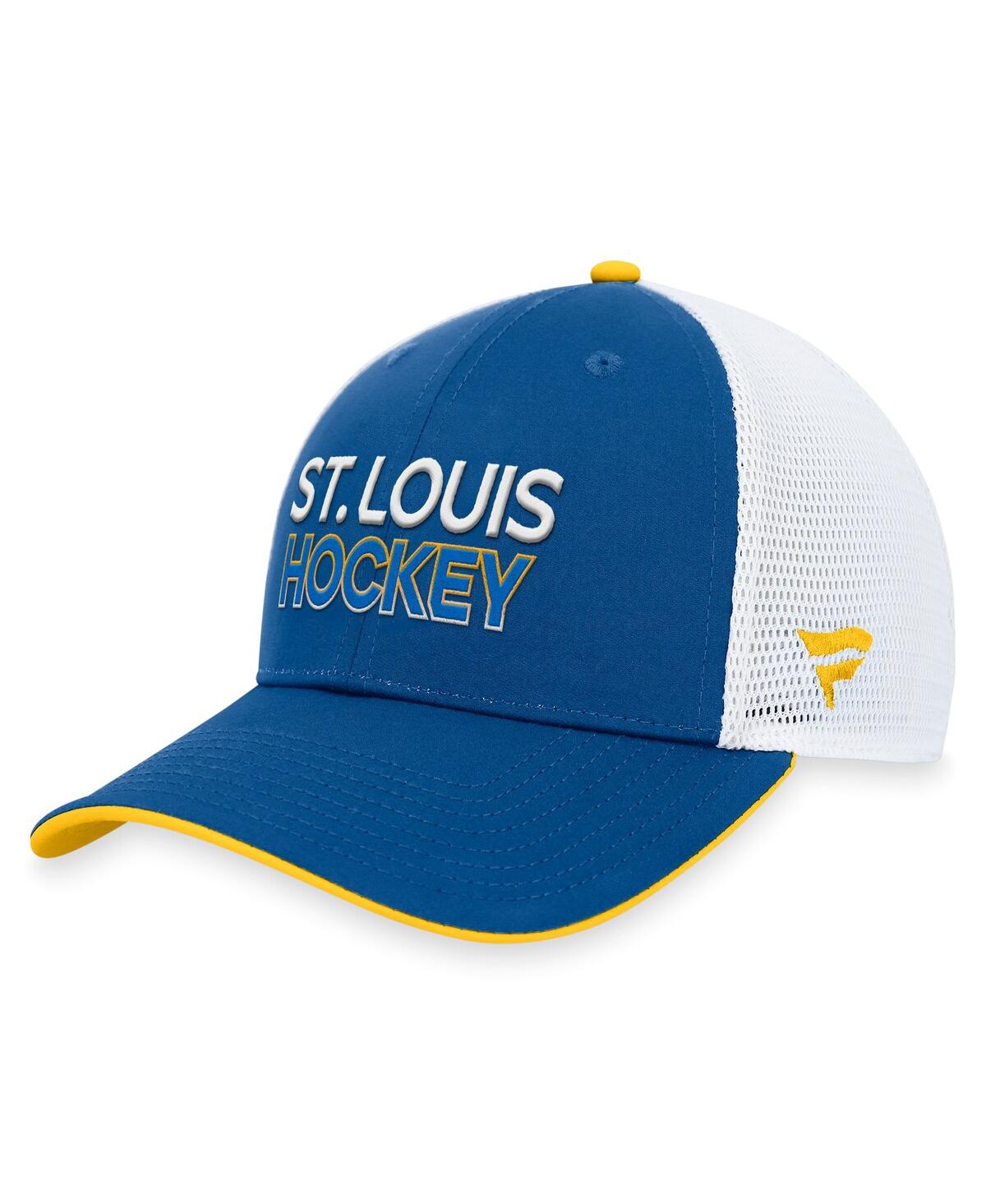 Shop Fanatics Men's  Blue, White St. Louis Blues Authentic Pro Alternate Jersey Adjustable Trucker Hat In Blue,white