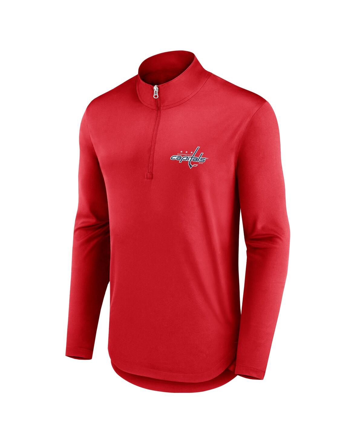 Shop Fanatics Men's  Red Washington Capitals Mock Neck Quarter-zip Top