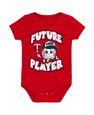 Baby Boys and Girls Navy, Red, White Minnesota Twins Minor League Player Three-Pack Bodysuit Set