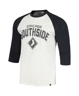 Men's Cream Chicago White Distressed Sox City Connect Crescent Franklin Raglan Three-Quarter Sleeve T-shirt