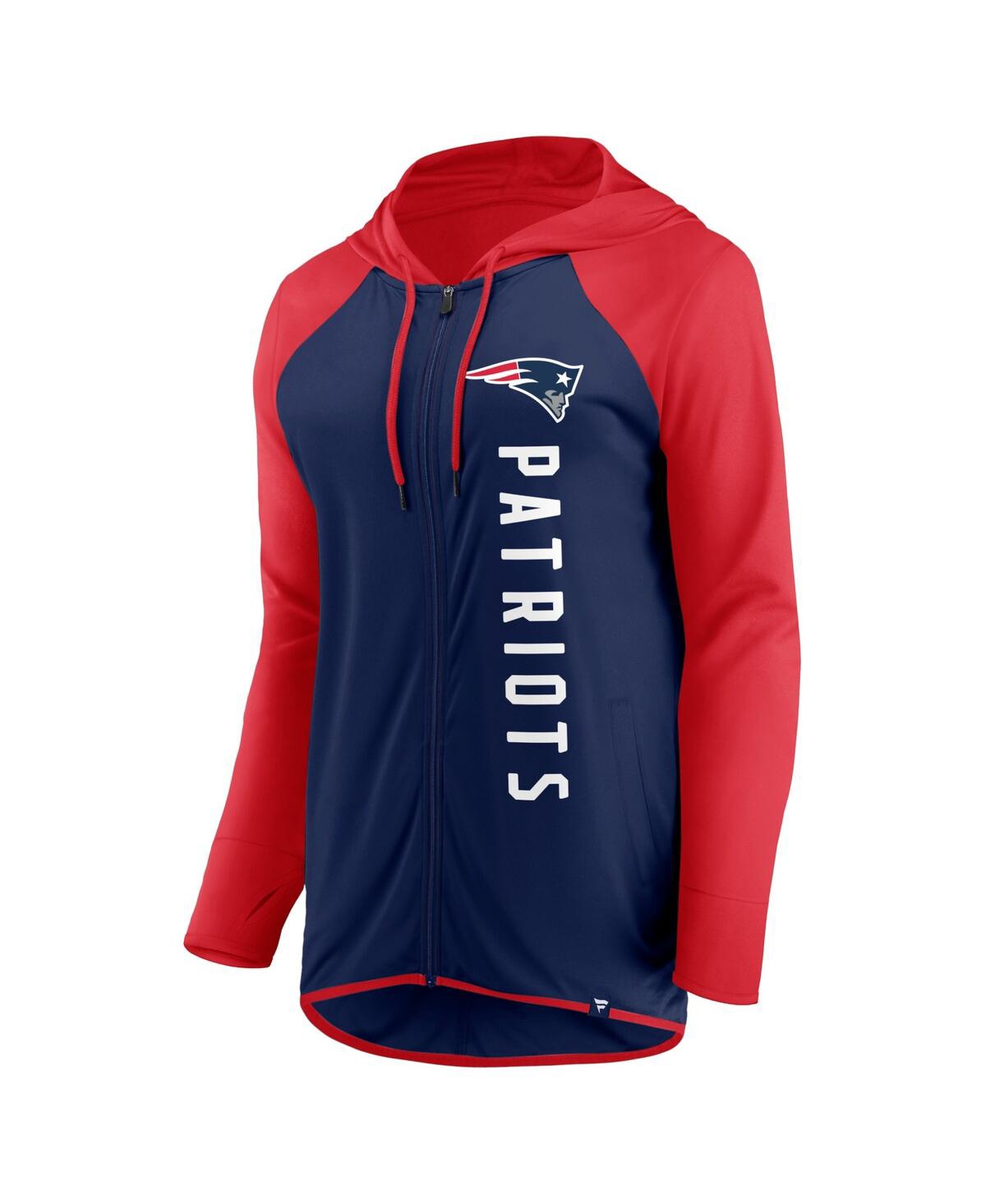 Fanatics Branded Navy New England Patriots Forever Fan Logo Full-zip Hoodie In Navy,red