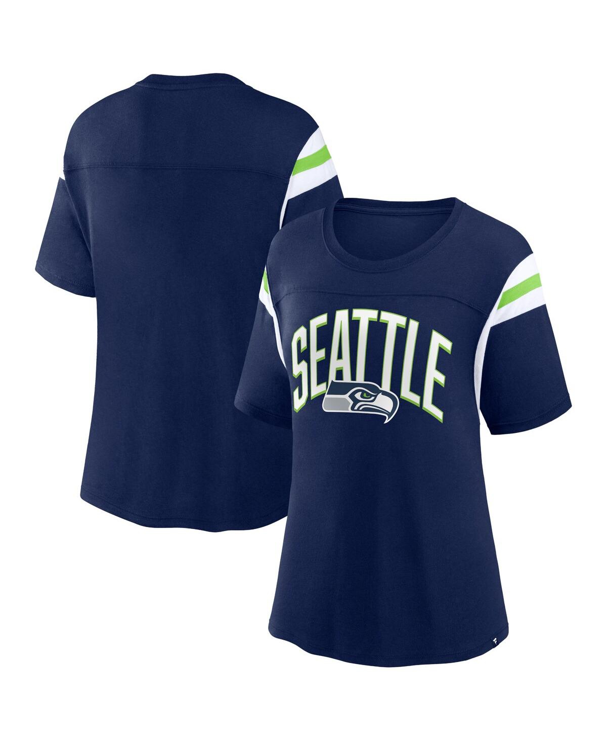 Women's Fanatics College Navy Seattle Seahawks Earned Stripes T-shirt - College Navy