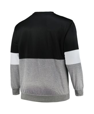 Men's Black, Heather Gray Brooklyn Nets Big and Tall Split Pullover Sweatshirt