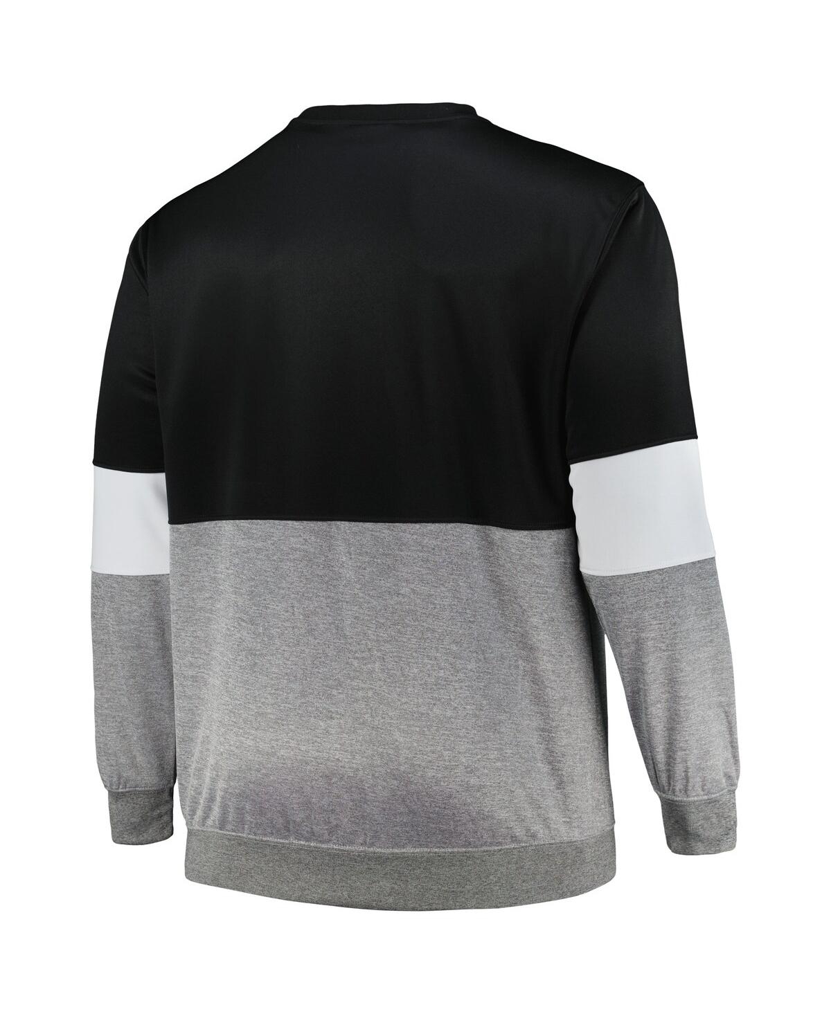 Shop Fanatics Men's  Black, Heather Gray Brooklyn Nets Big And Tall Split Pullover Sweatshirt In Black,heather Gray