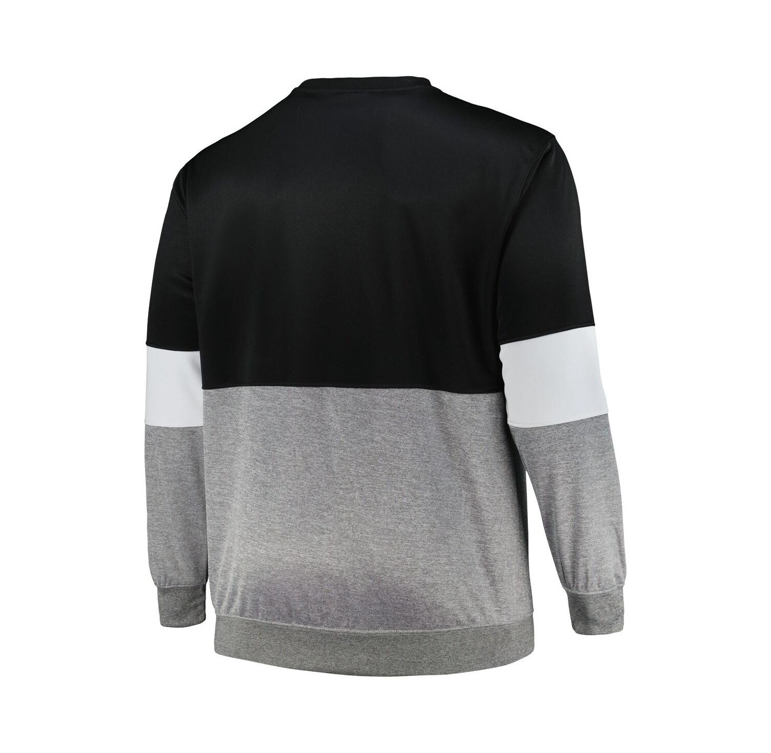 Men's Black, Heather Gray Brooklyn Nets Big and Tall Split Pullover Sweatshirt