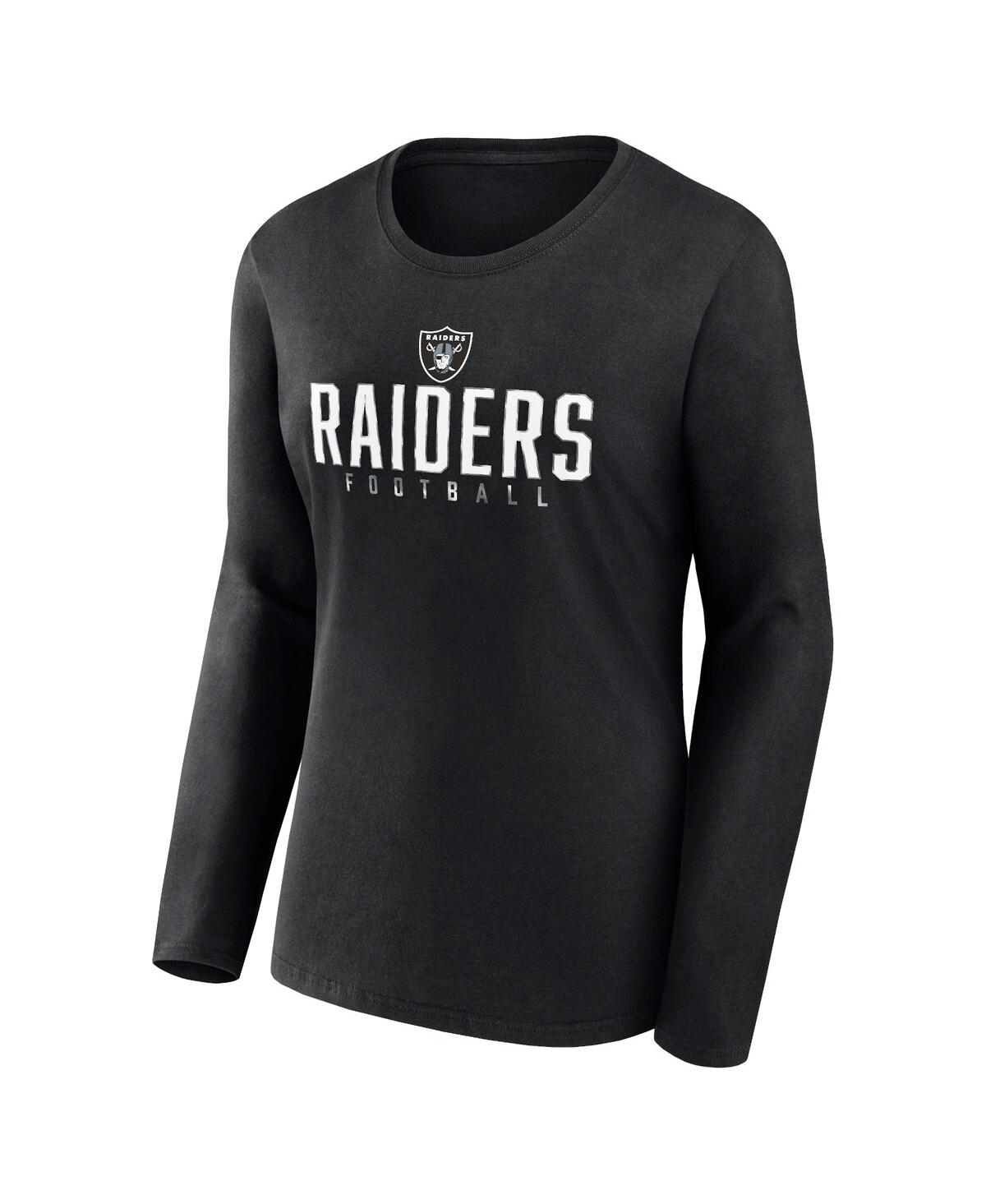 Fanatics Branded Black Las Vegas Raiders Plus Size Foiled Play Long Sleeve T-shirt In Black