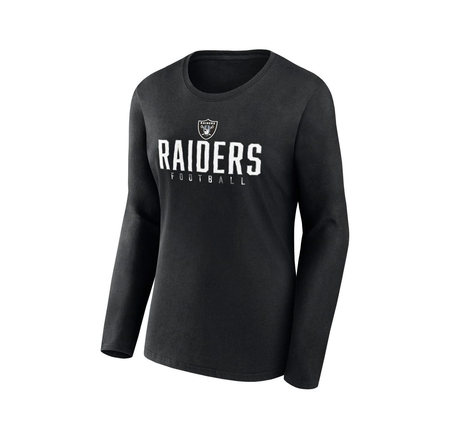 Women's Black Las Vegas Raiders Plus Size Foiled Play Long Sleeve T-shirt
