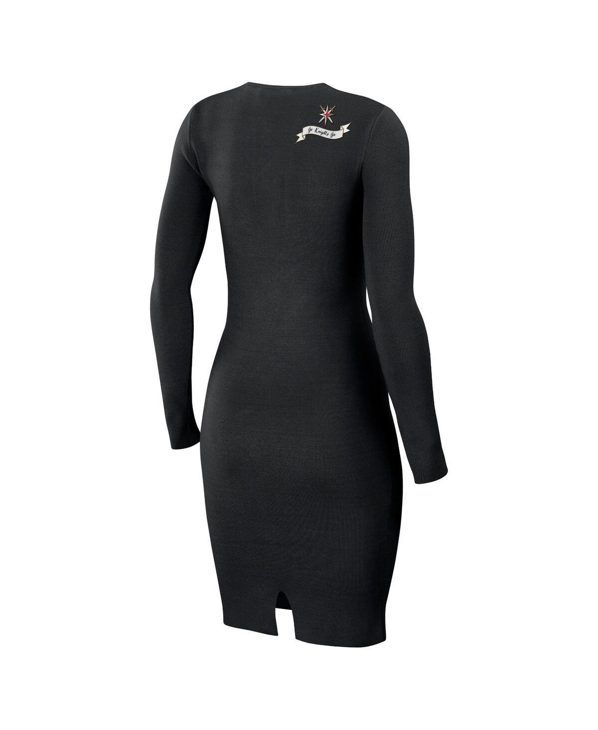 Shop Wear By Erin Andrews Women's  Black Vegas Golden Knights Lace-up Dress