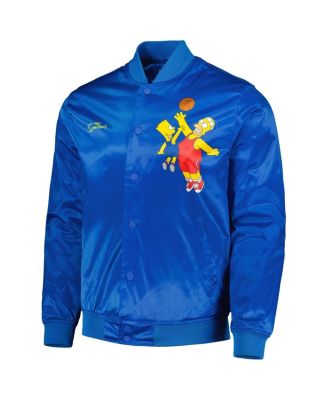 Men's Blue The Simpsons Basketball Satin Full-Snap Jacket