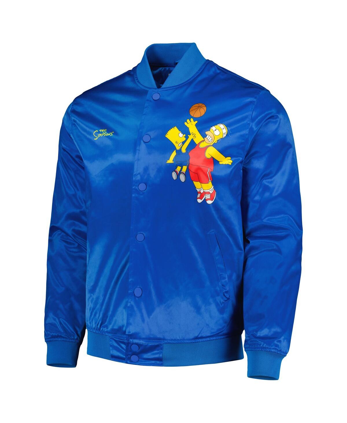 Shop Freeze Max Men's  Blue The Simpsons Basketball Satin Full-snap Jacket