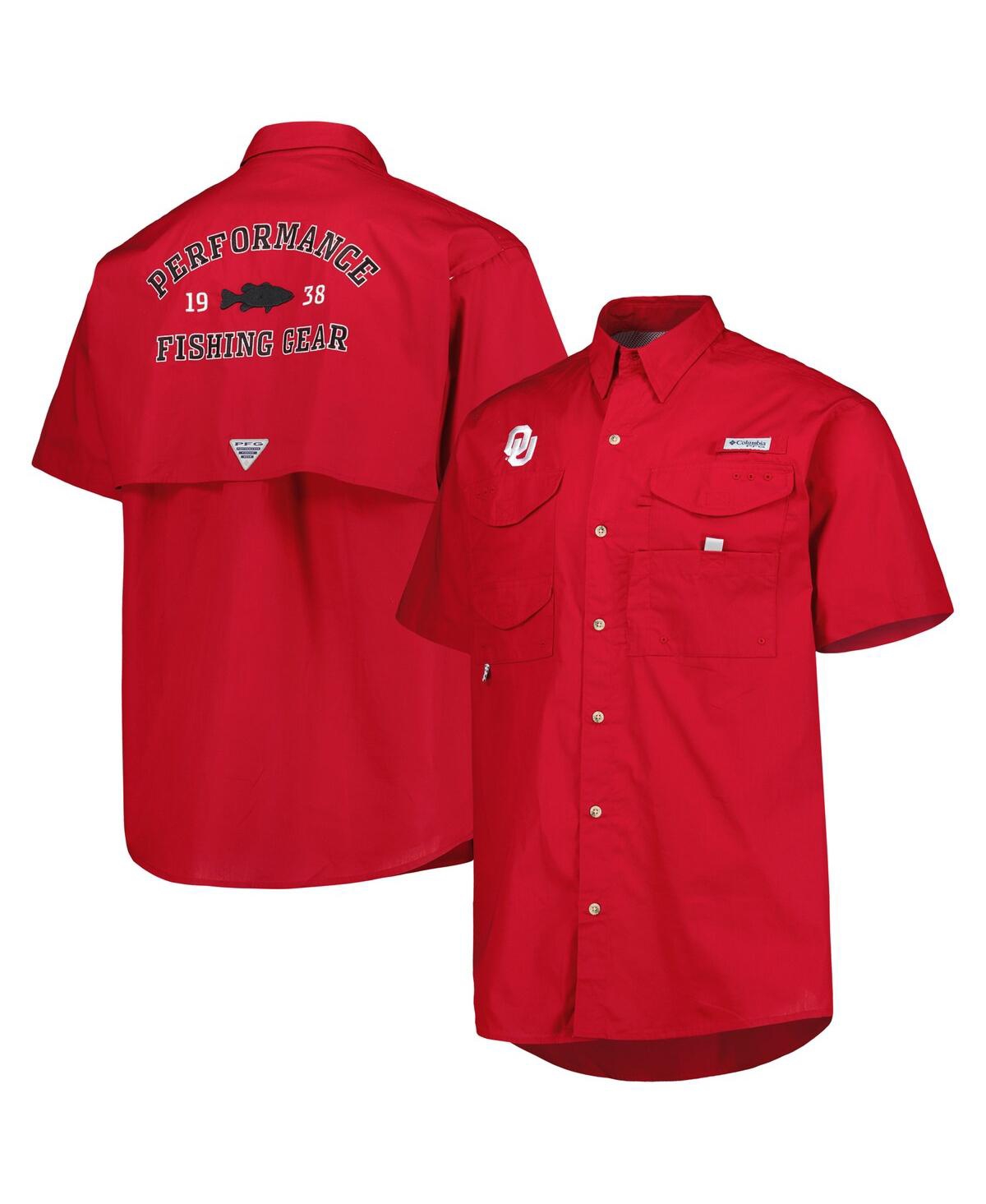 Men's Columbia Crimson Oklahoma Sooners Bonehead Button-Up Shirt - Crimson