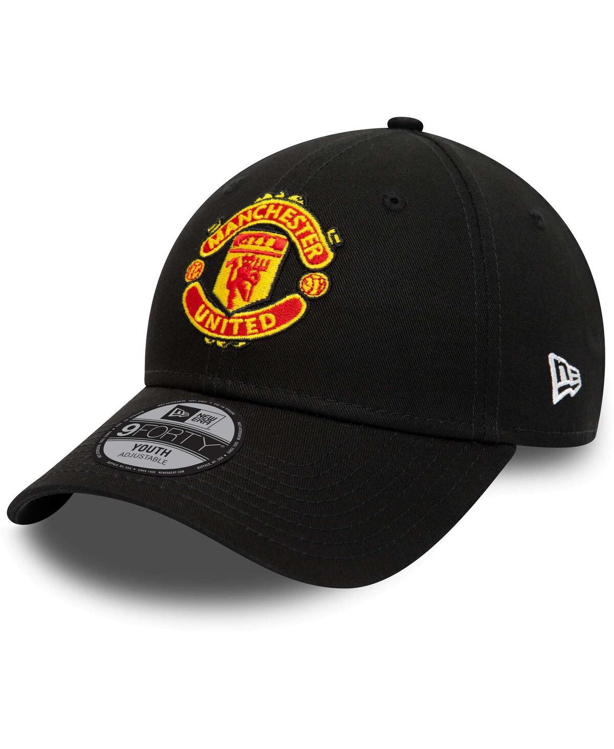 New Era Kids' Youth Boys And Girls  Black Manchester United Core 9forty Adjustable Hat