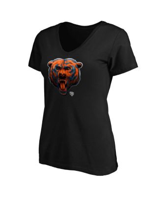 Women's Black Chicago Bears Midnight Mascot Logo V-Neck T-shirt