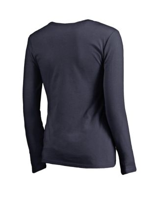 Women's Navy Boston Red Sox Team Lockup Slim Fit Long Sleeve V-Neck T-shirt