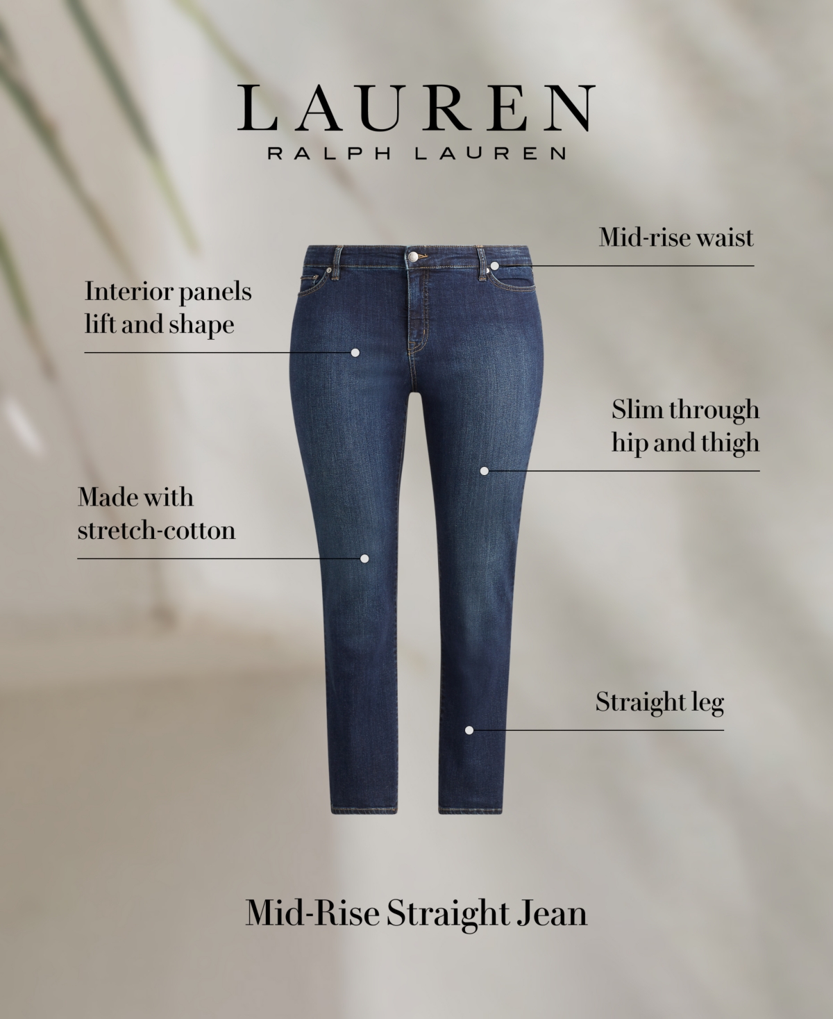 Lauren Ralph Lauren Plus-Size Mid-Rise Straight Jean