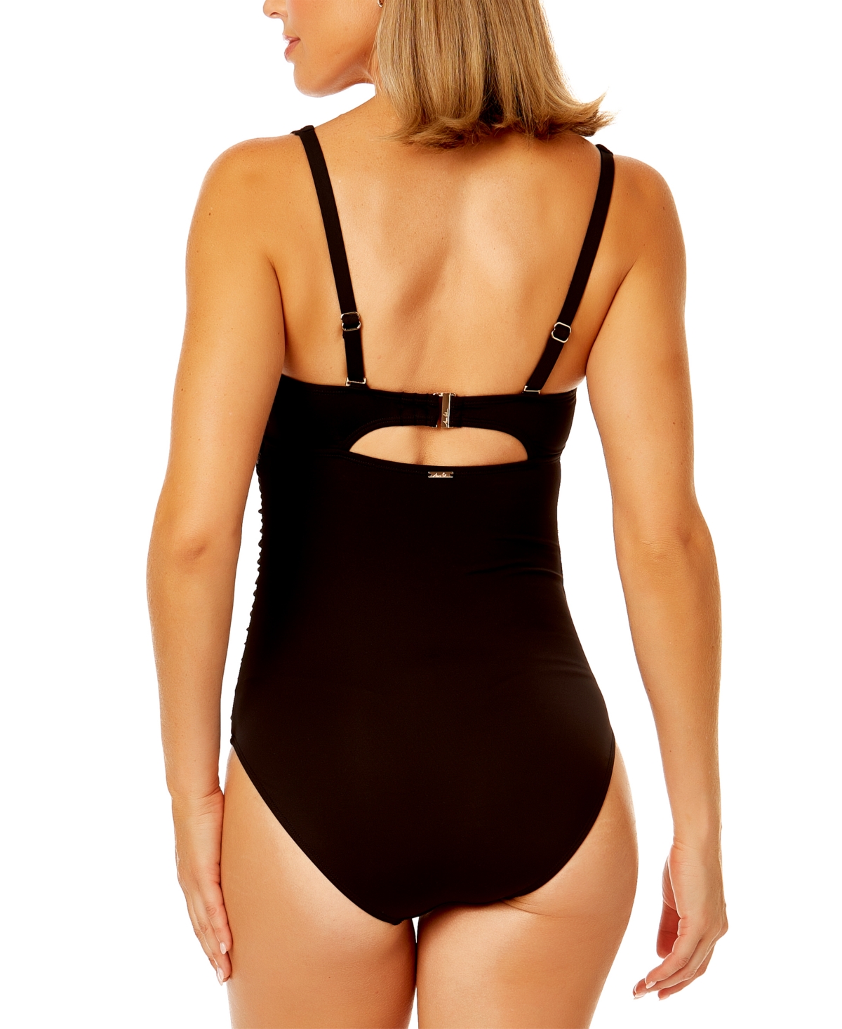 Shop Anne Cole Women's V-neck Underwire One-piece Swimsuit In Black