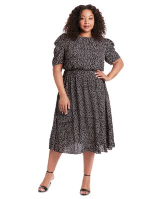 London Times - Plus Size Printed Caterpillar-Sleeve Dress