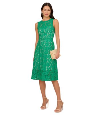 Adrianna Papell - Women's Sleeveless Lace Midi Dress