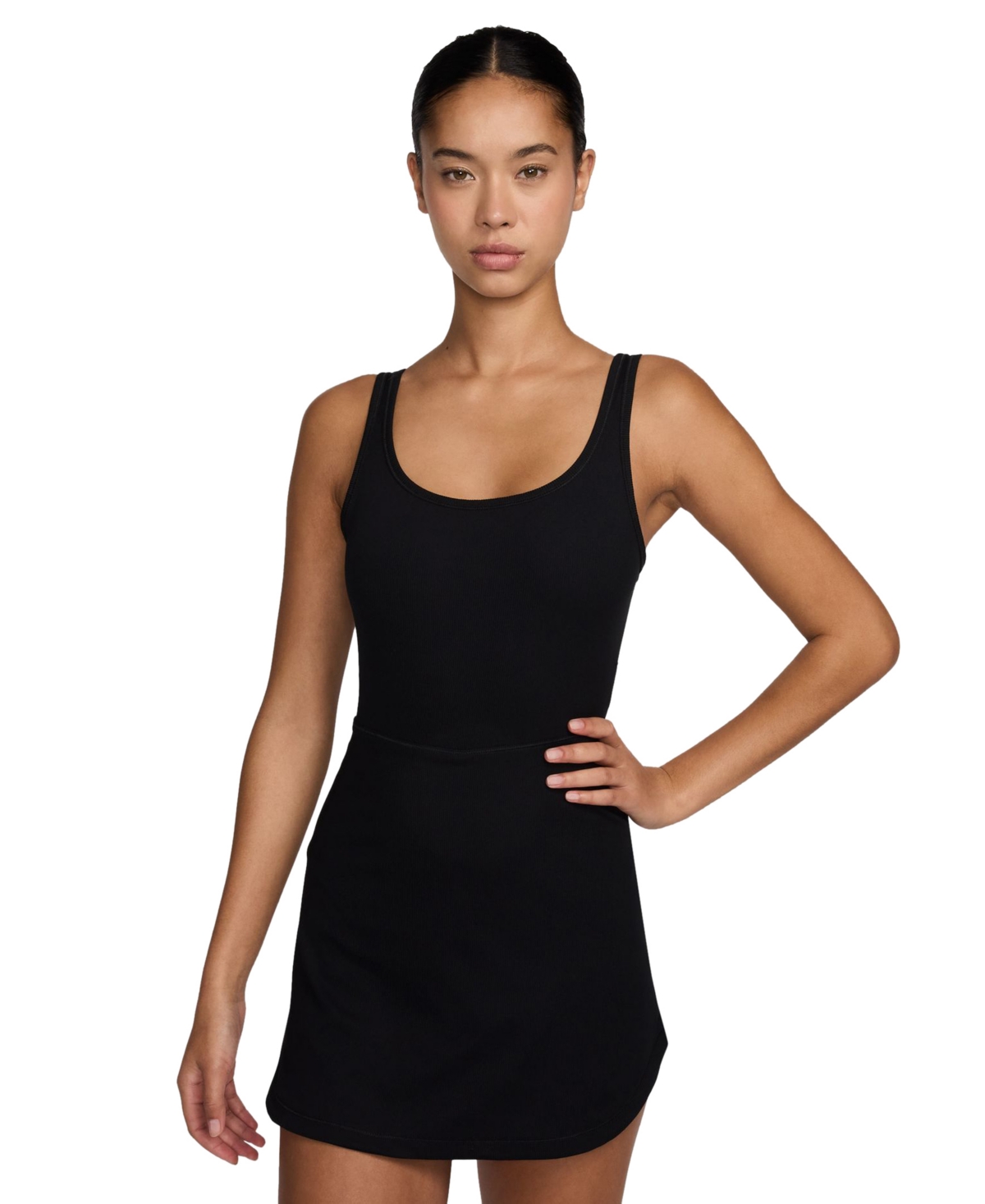 Shop Nike Women's One Dri-fit Scoop Neck Sleeveless Dress In Black,lt Orewood Brn,cool Grey