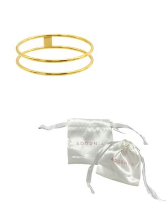 Tarnish Resistant 14K Gold-Plated Stainless Steel Double Row Bangle Bracelet