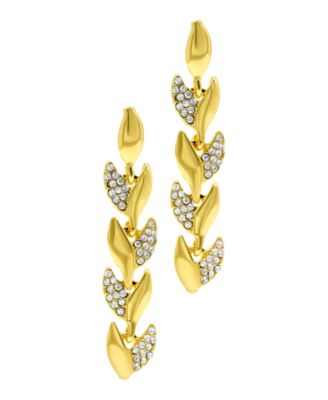 14K Gold-Plated Crystal Leaf Earrings