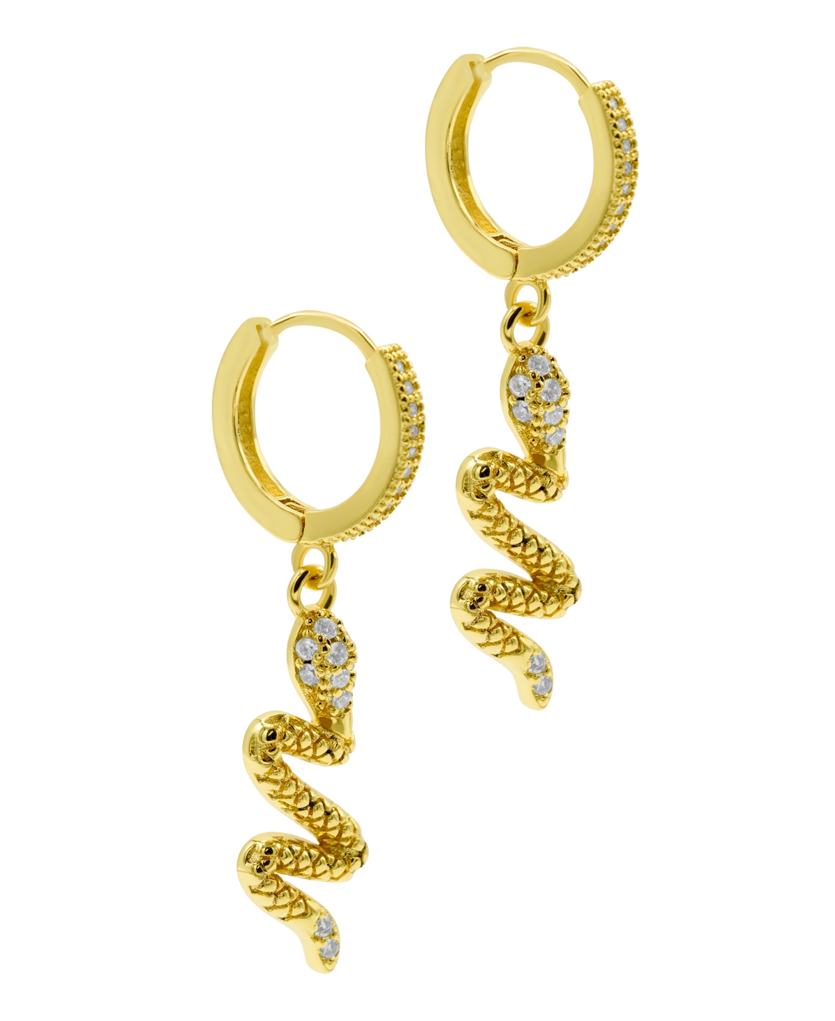 14K Gold-Plated Snake Dangle Huggie Hoop Earrings - Gold
