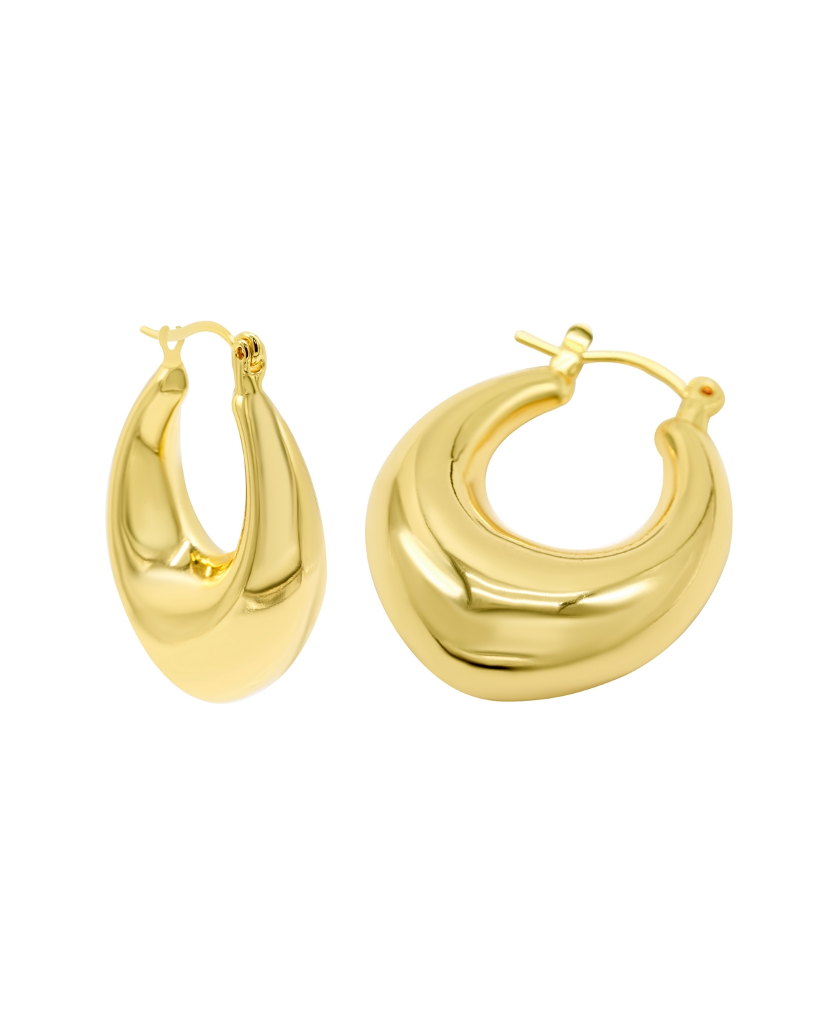 14K Gold-Plated Domed Oval Hoop Earrings - Gold
