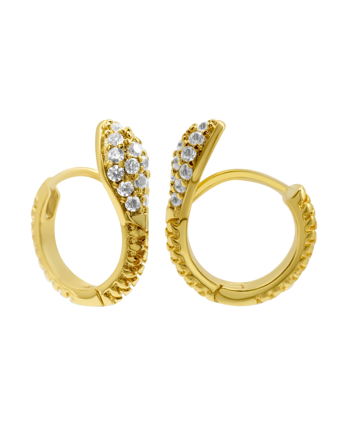 14K Gold-Plated Snake Crystal Wrap Huggie Earrings - Gold