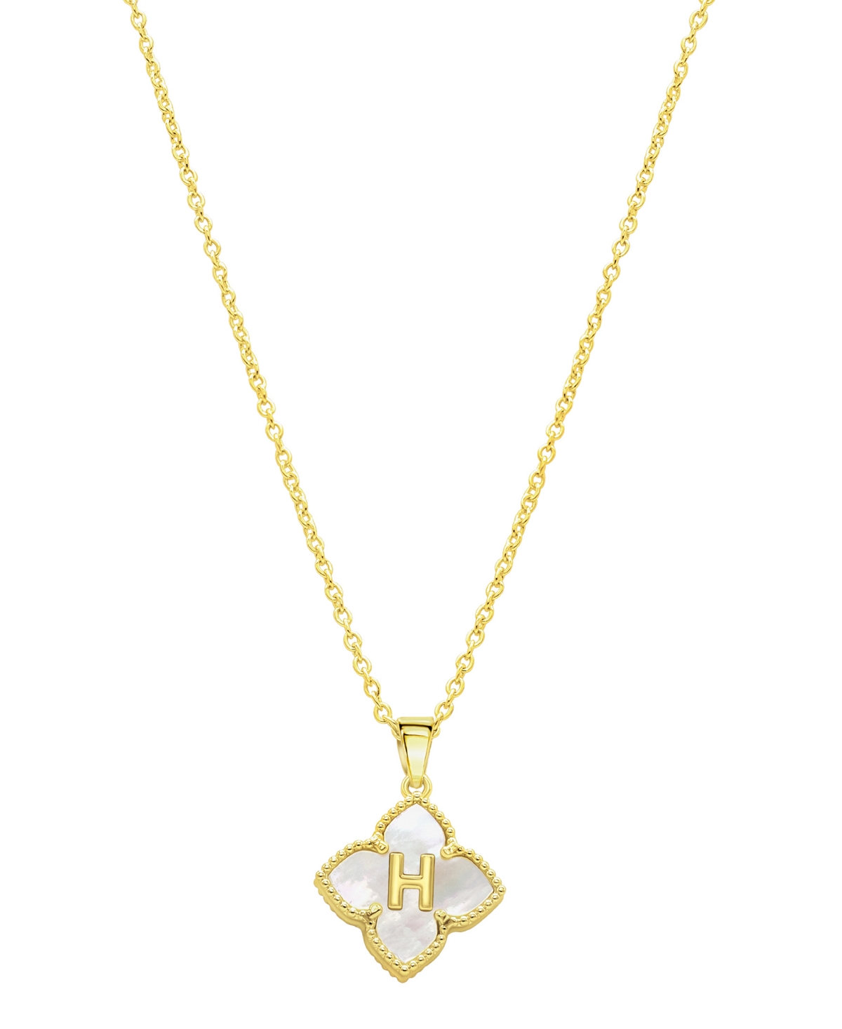 Adornia 14k Gold-plated White Mother-of-pearl Initial Floral Necklace