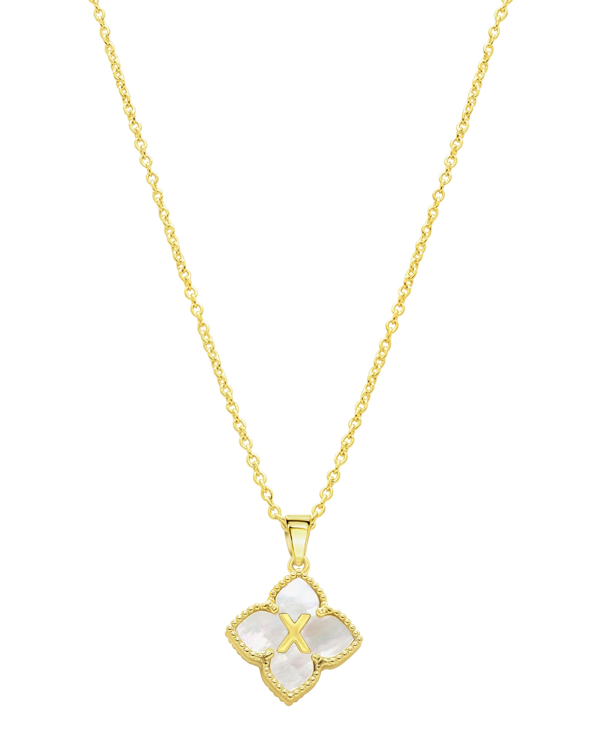 Adornia 14k Gold-plated White Mother-of-pearl Initial Floral Necklace