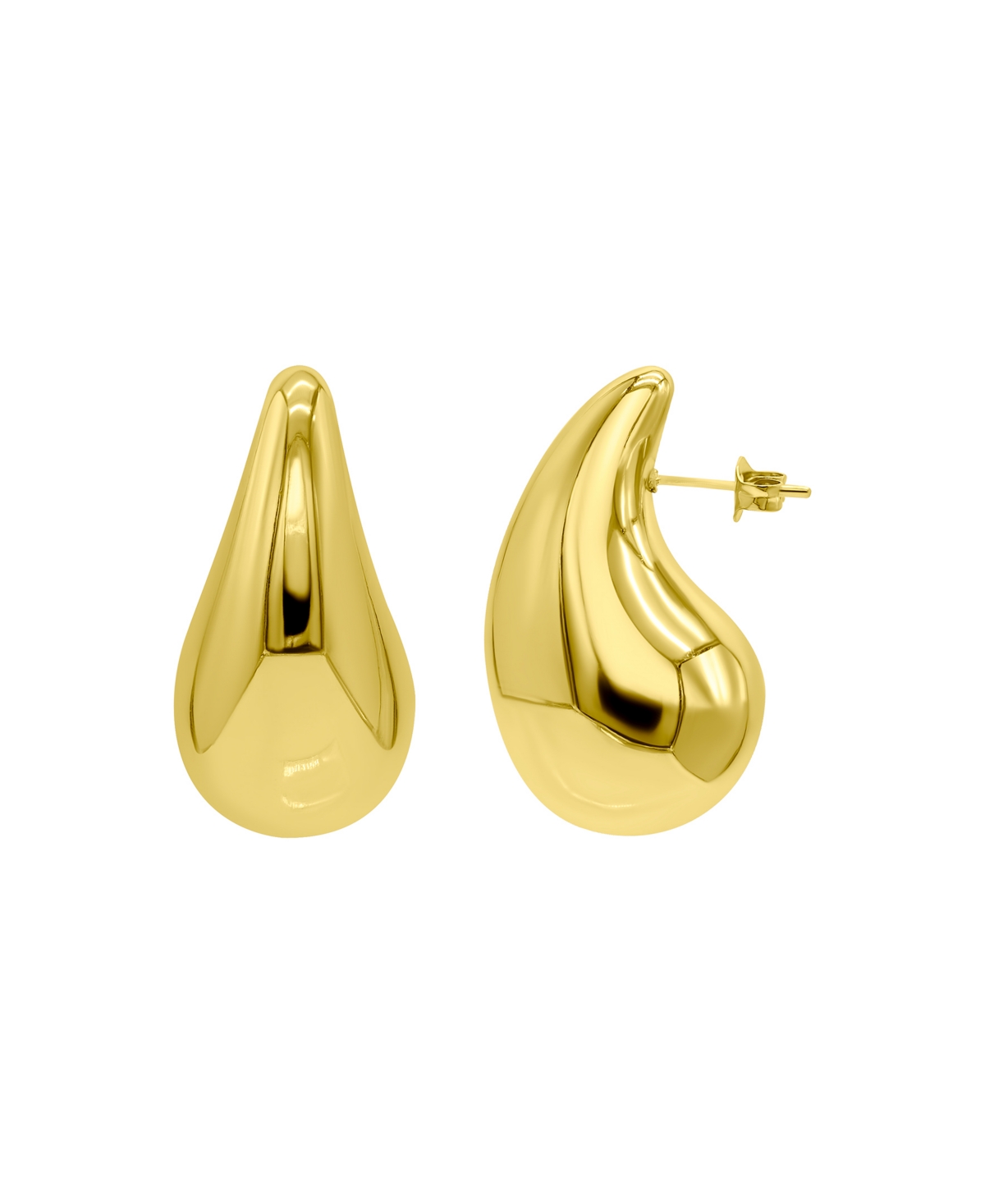 Tarnish Resistant 14K Gold-Plated Teardrop Sculptural Stud Earrings - Gold